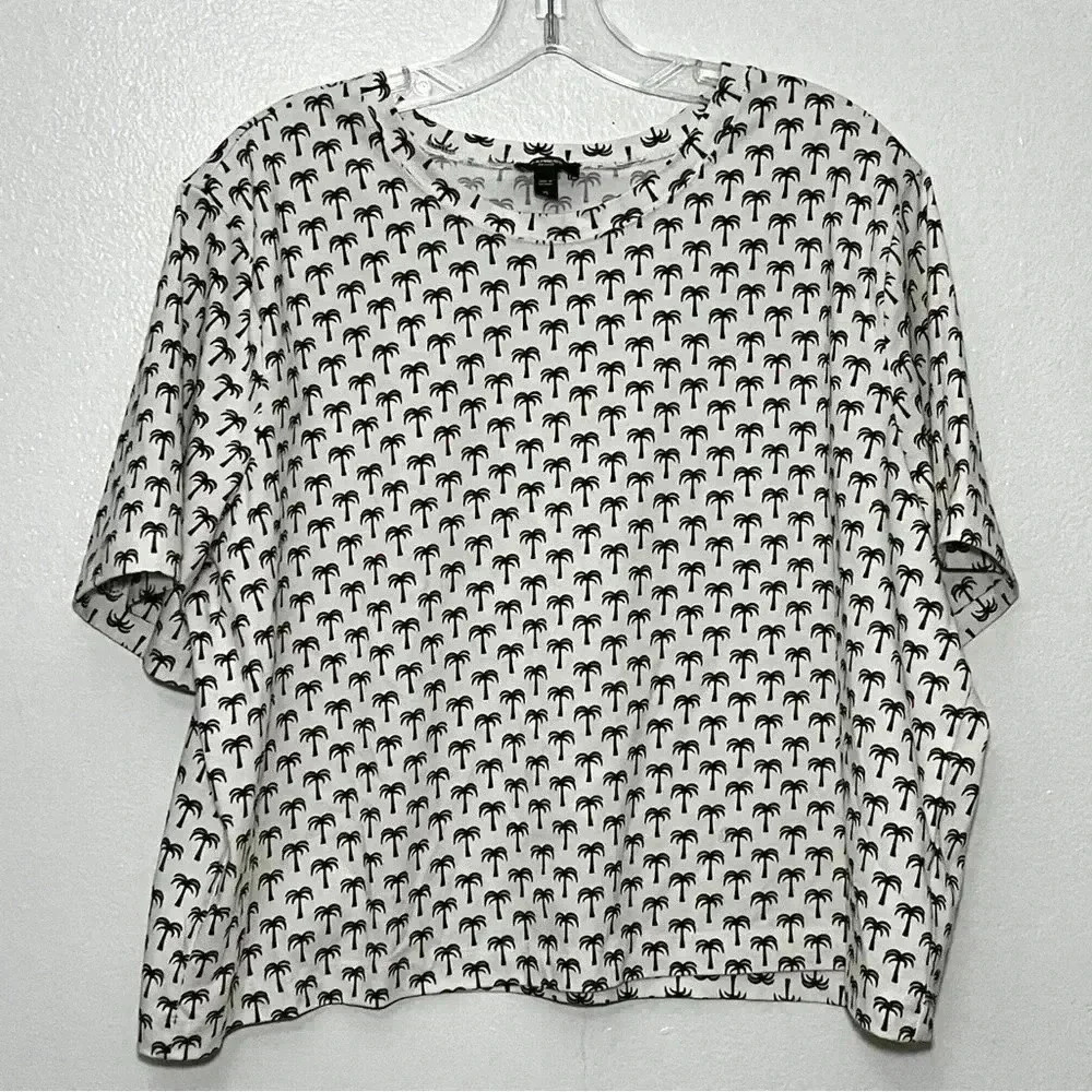EXPRESS RELAXED Palm Tree Cropped Tee | size XL